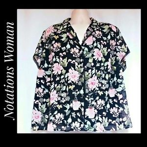 Notations Tops - Notations Woman Floral Button Down Blouse Size 3X Notations Tops - Notations Woman Floral Button Down Blouse Size 3X